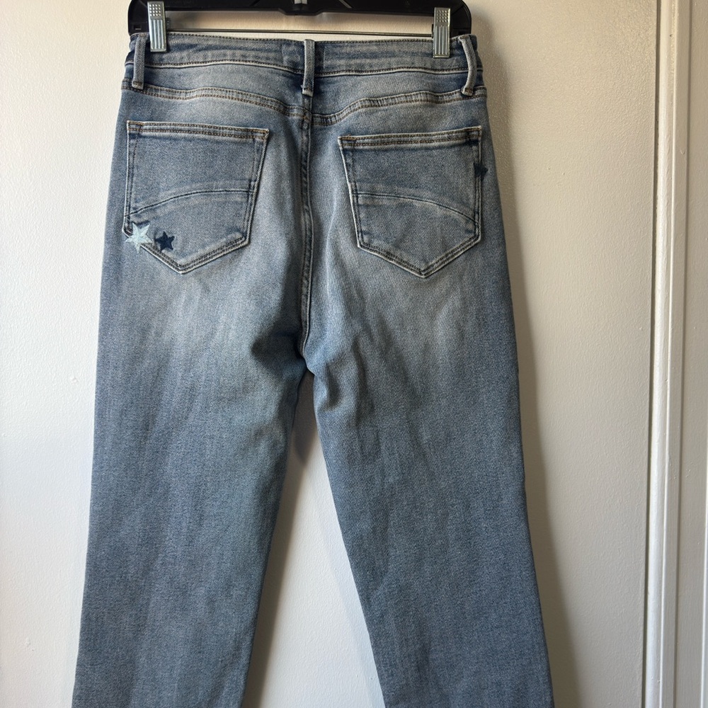 Driftwood Women's Meg Straight Crop Blue Star Embellished Jeans Sz 27 - Picture 8 of 12